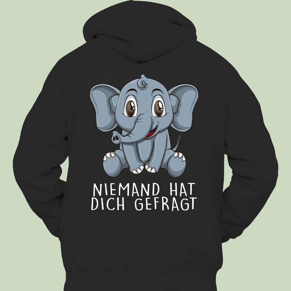 Niemand Elefant - Hoodie Unisex Rückendruck