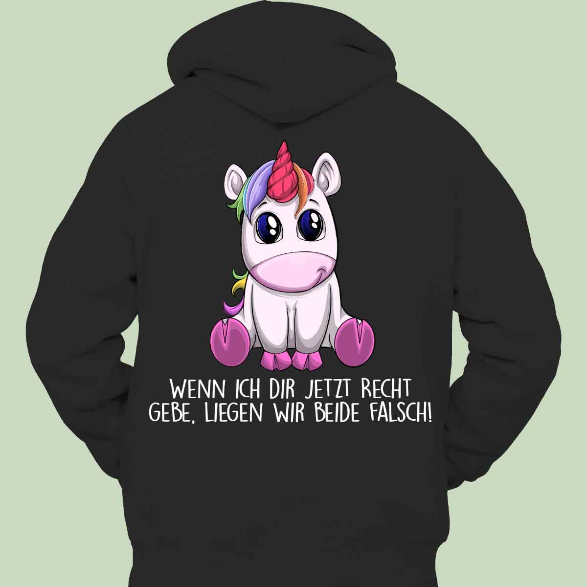 Recht Geben Einhorn - Hoodie Unisex Rückendruck