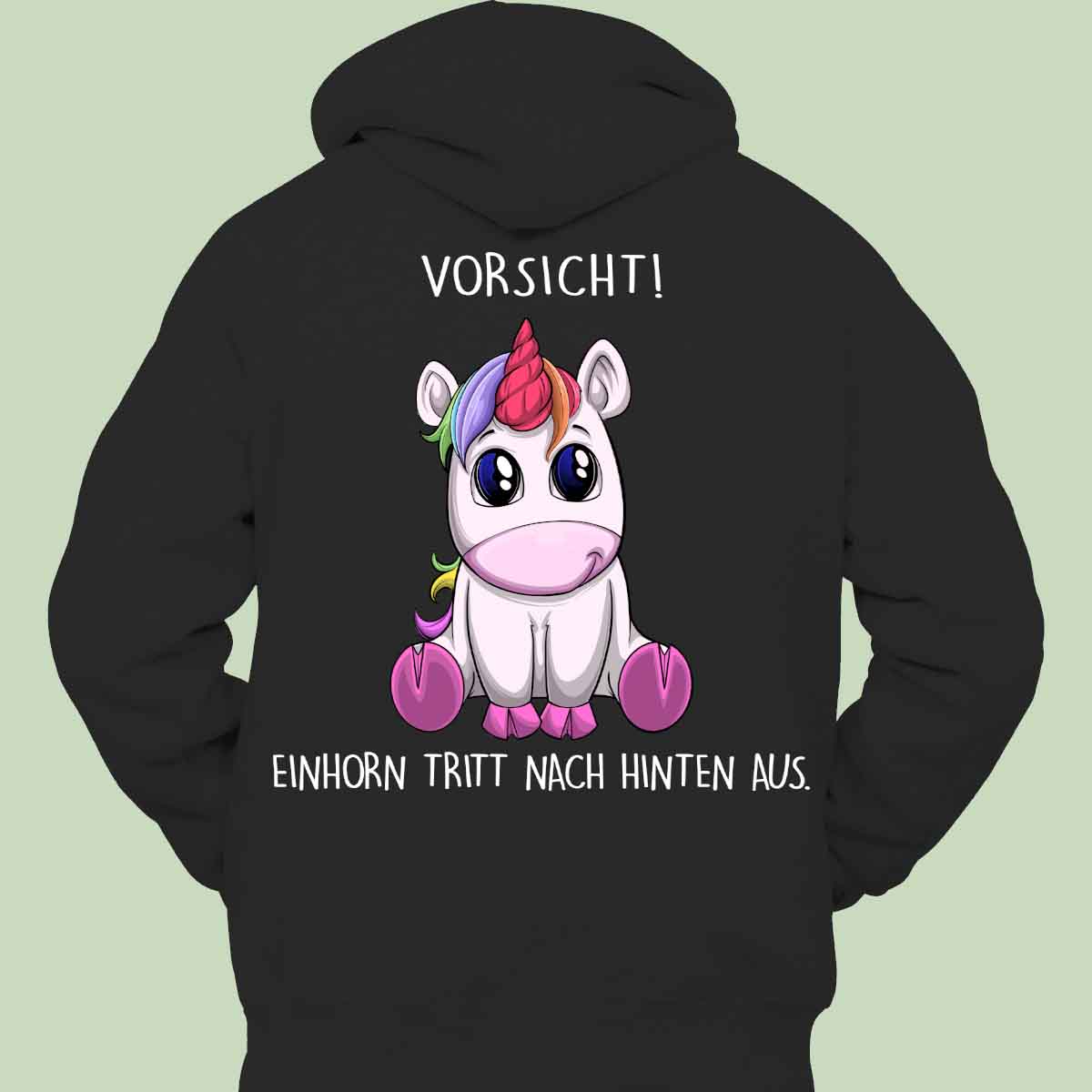 Vorsicht! Einhorn - Hoodie Unisex Rückendruck