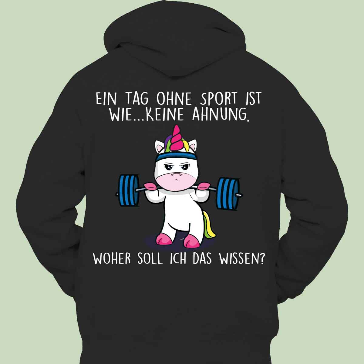 Ohne Sport Cute Einhorn - Hoodie Unisex Rückendruck
