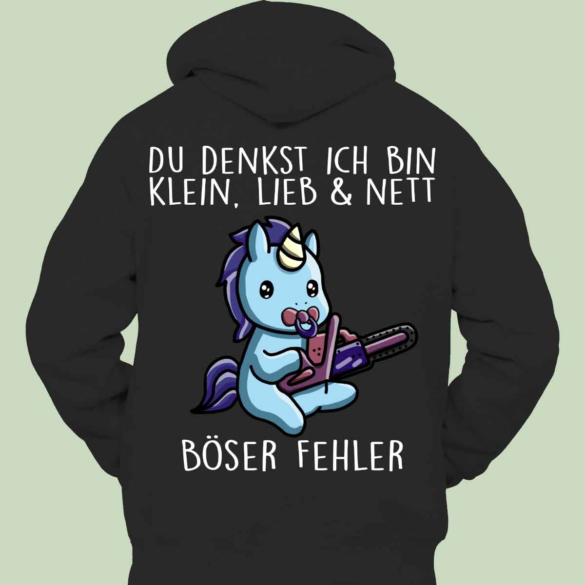 Böser Fehler Cute Einhorn - Hoodie Unisex Rückendruck