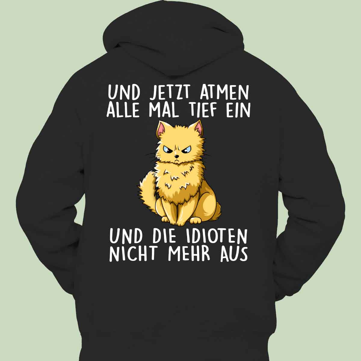 Einatmen Katze - Hoodie Unisex Rückendruck
