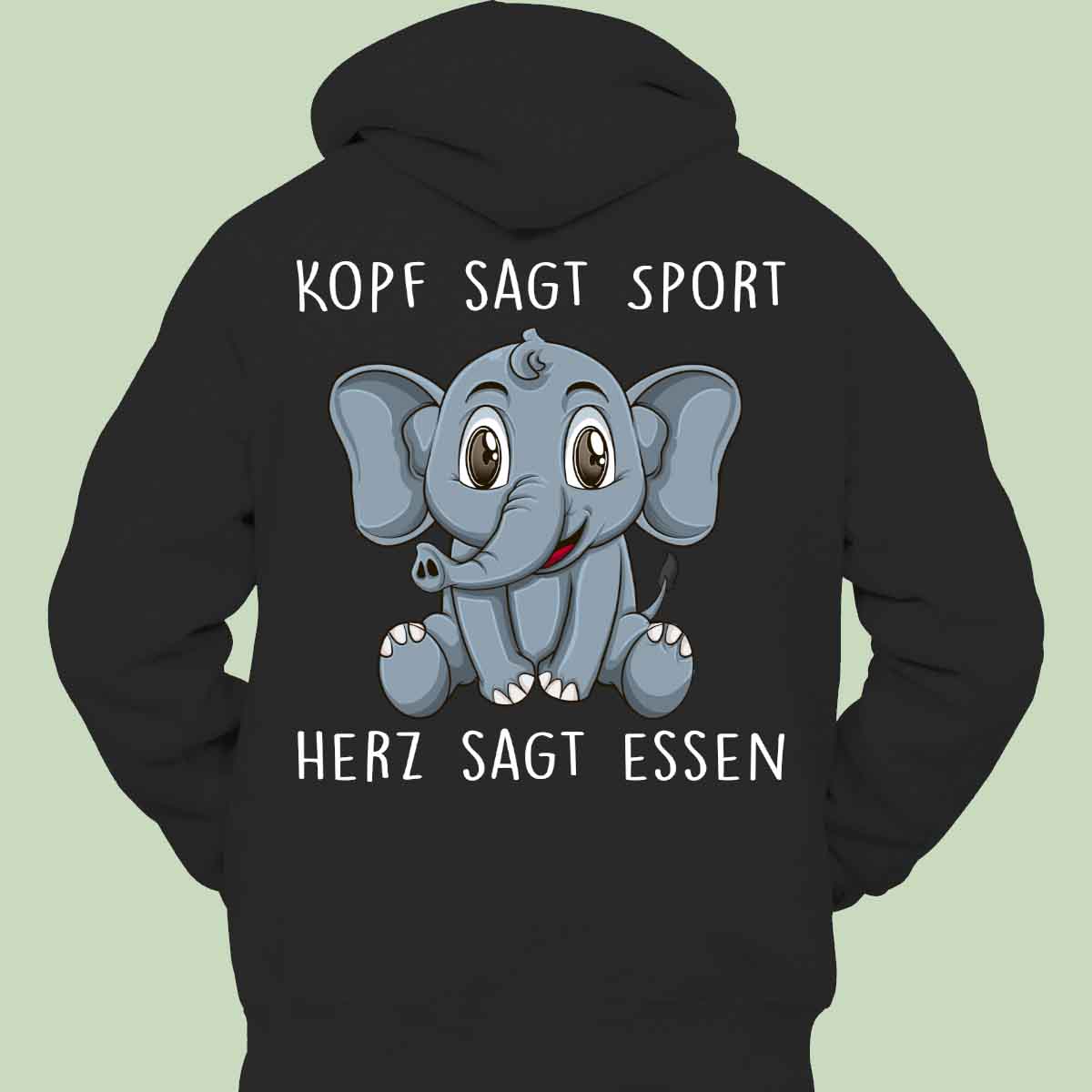 Essen Elefant - Hoodie Unisex Rückendruck