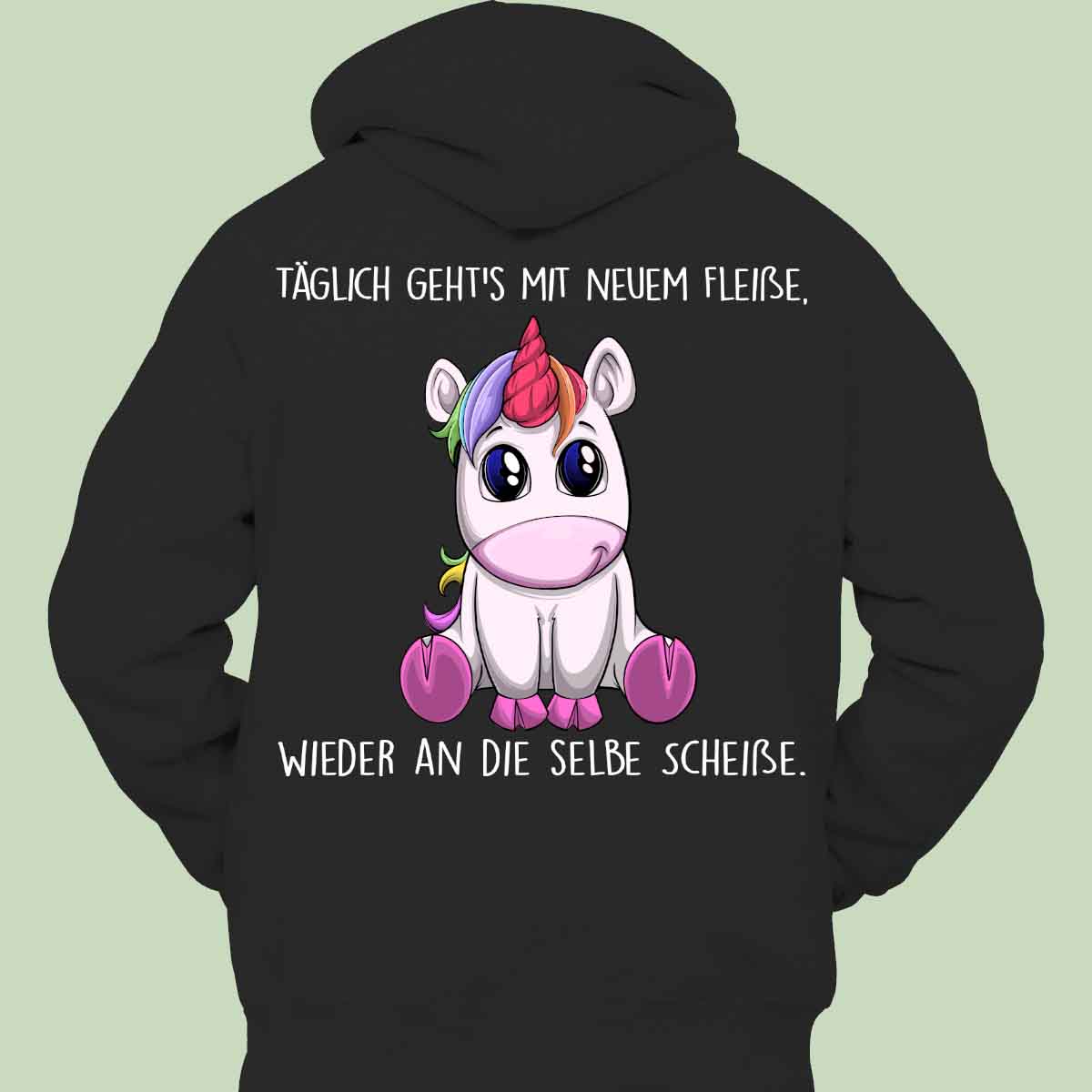 Fleißig Einhorn - Hoodie Unisex Rückendruck