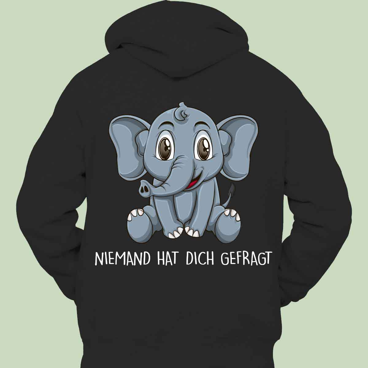 Gefragt Elefant - Hoodie Unisex Rückendruck