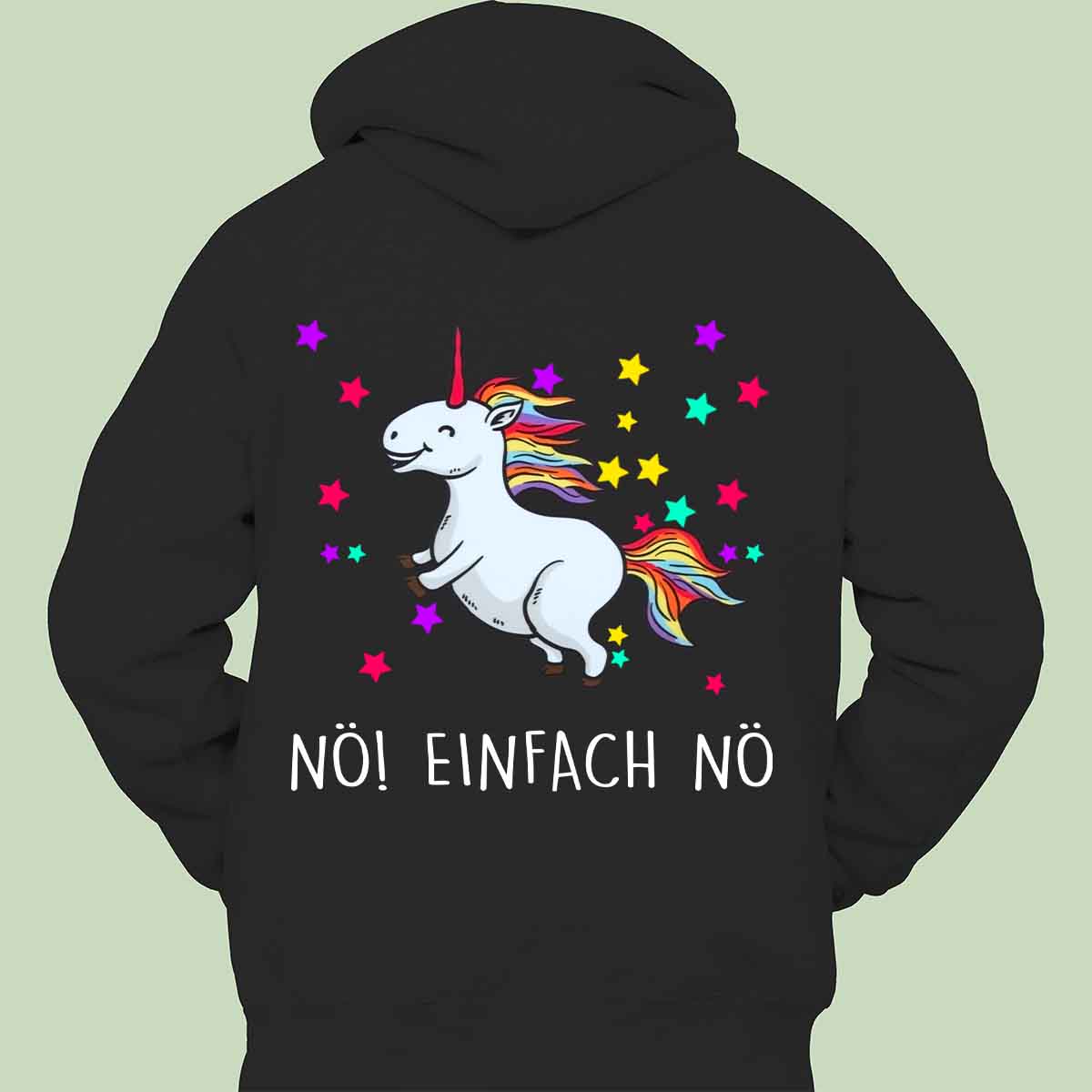 Nö! Glitzer Einhorn - Hoodie Unisex Rückendruck