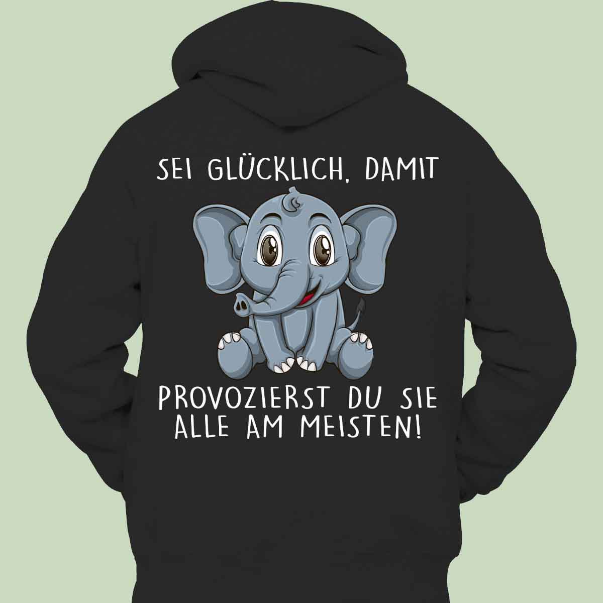 Glücklich Elefant - Hoodie Unisex Rückendruck
