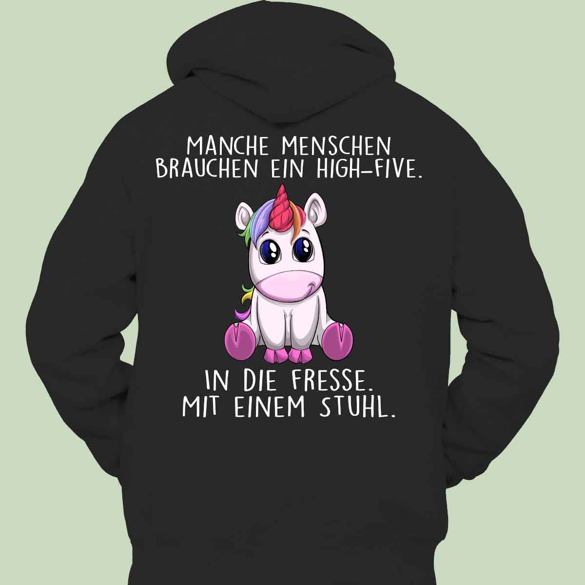 High-Five Einhorn - Hoodie Unisex Rückendruck