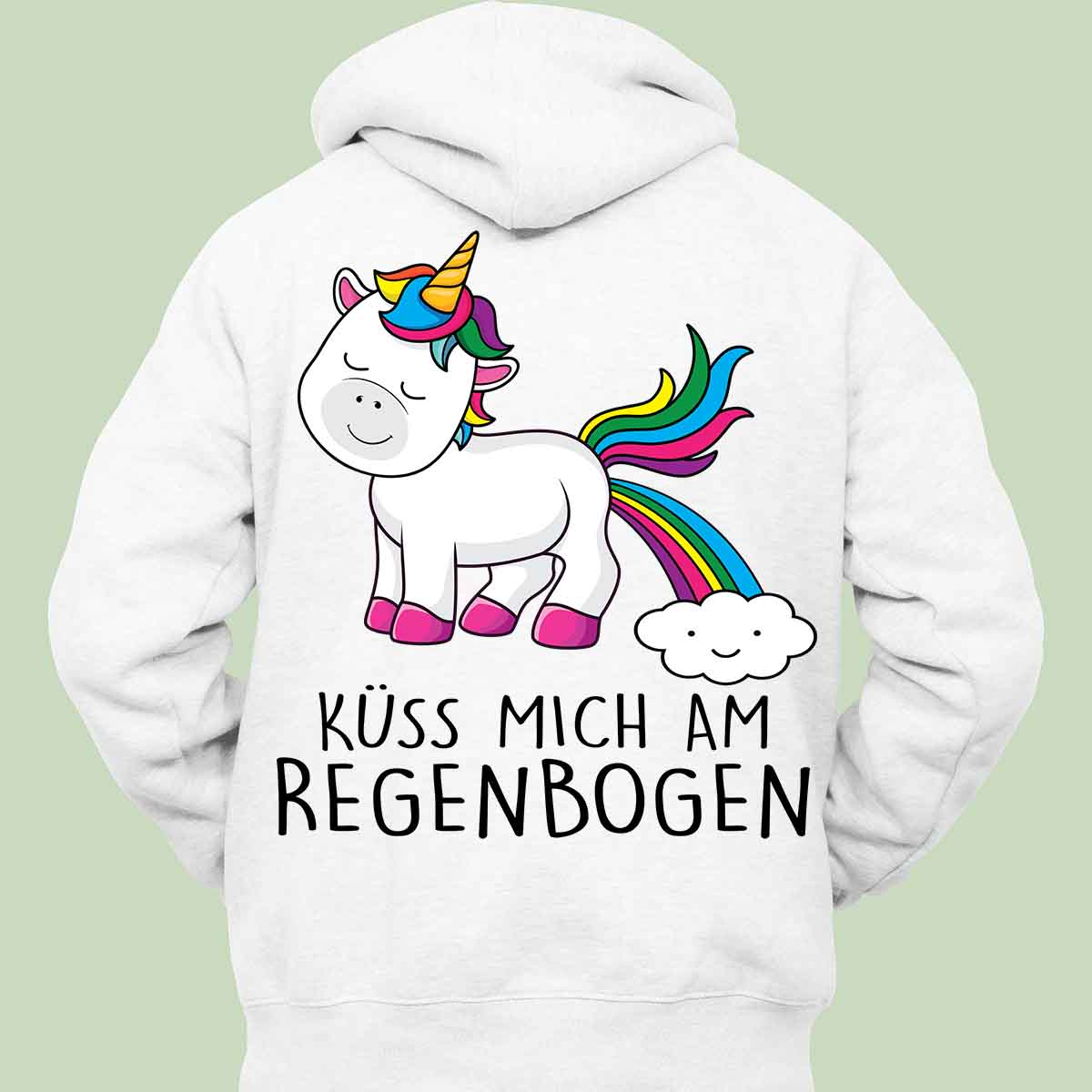 Küss Mich Einhorn - Hoodie Unisex Rückendruck