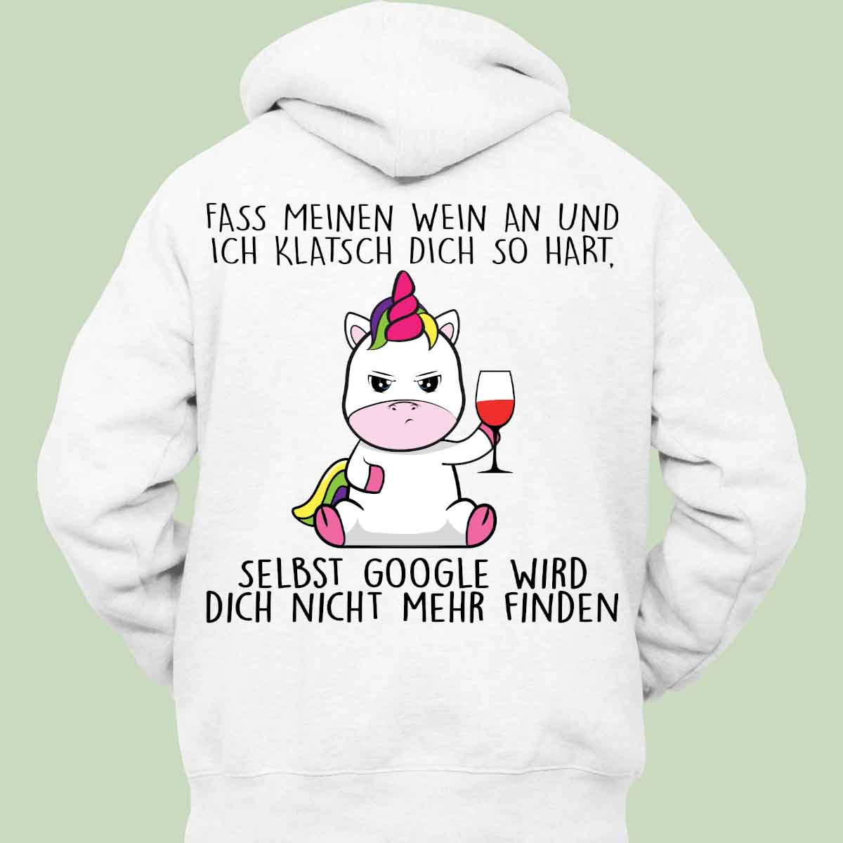 Wein Cute Einhorn - Hoodie Unisex Rückendruck