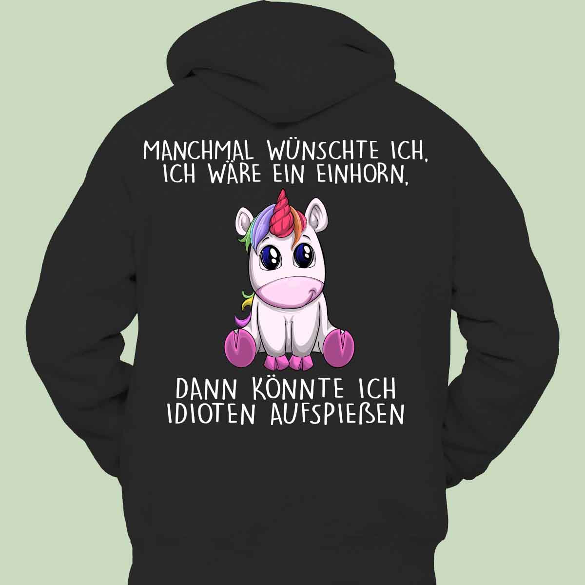 Wünschen Einhorn - Hoodie Unisex Rückendruck