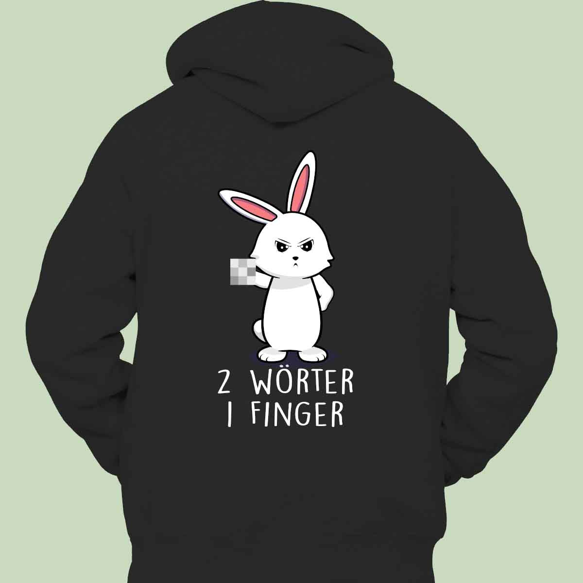 Zwei Wörter Bunny - Hoodie Unisex Rückendruck