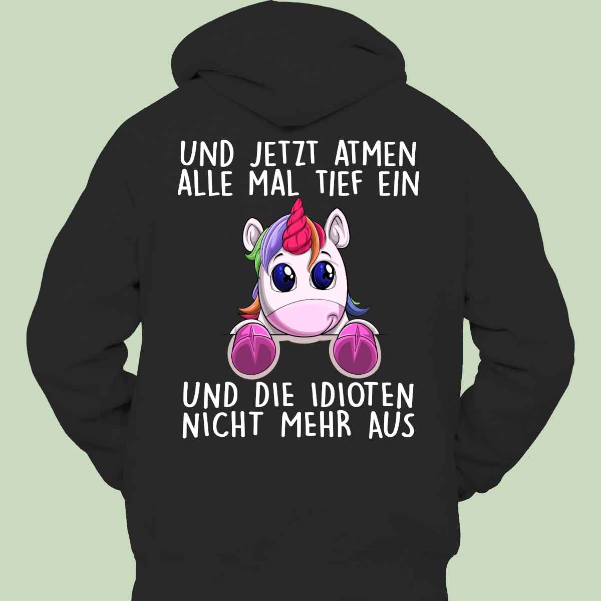 Einatmen Einhörnchen - Hoodie Unisex Rückendruck