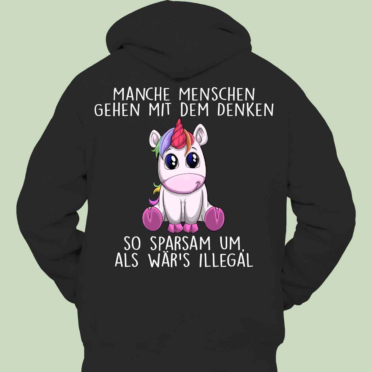 Denken Einhorn - Hoodie Unisex Rückendruck