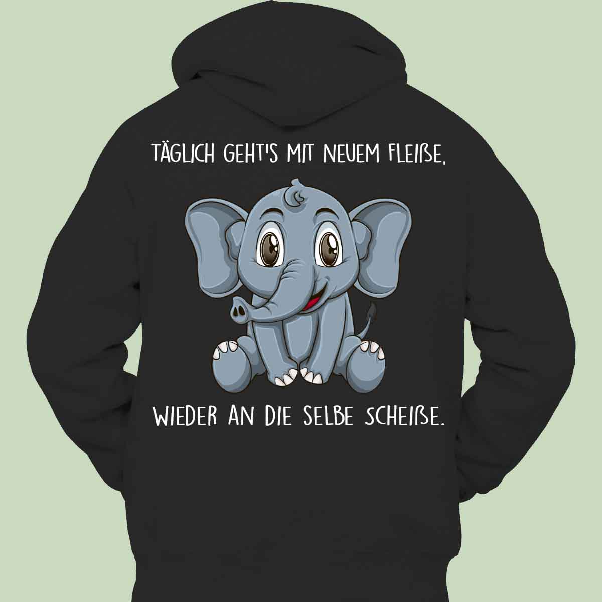 Fleißig Elefant - Hoodie Unisex Rückendruck