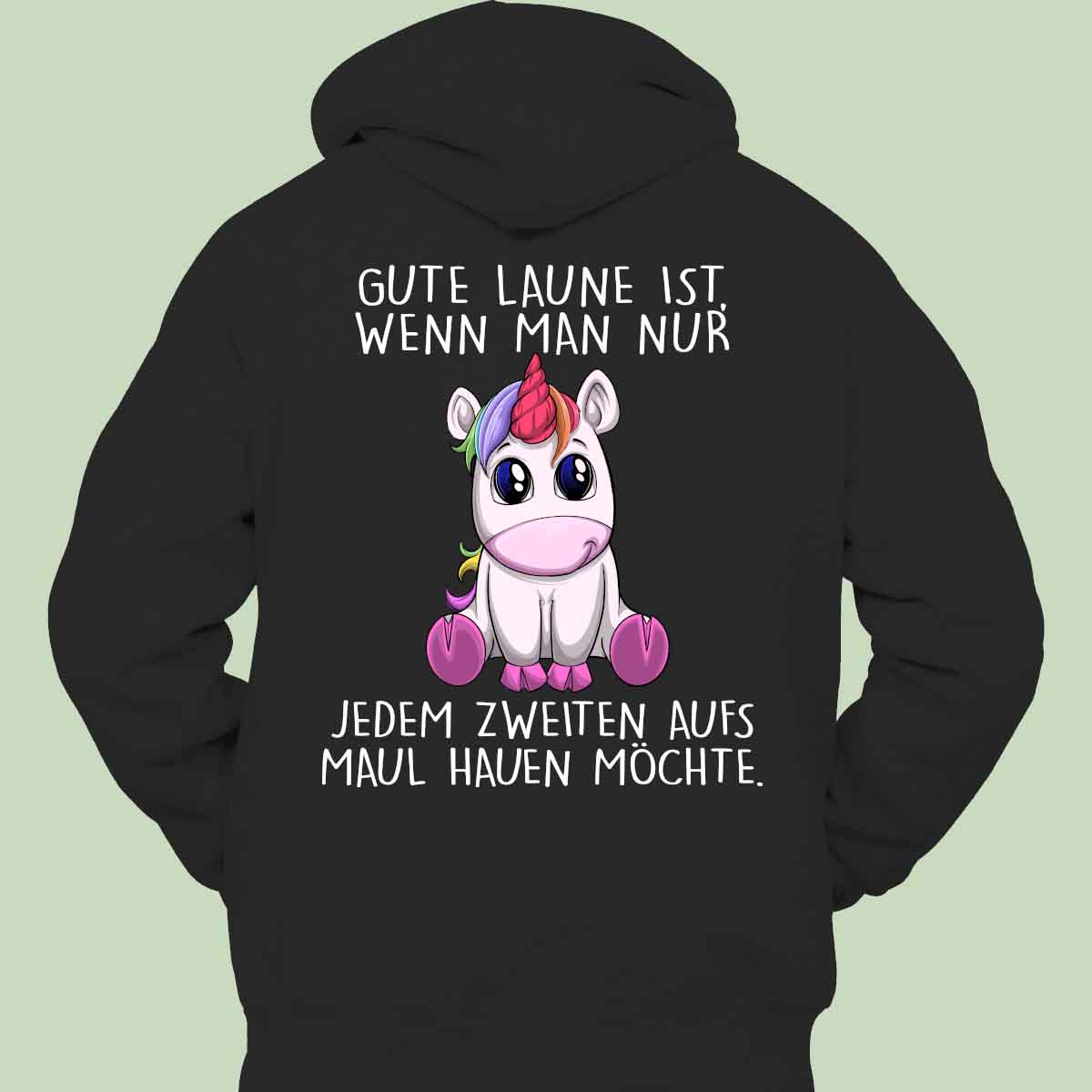 Gute Laune Einhorn - Hoodie Unisex Rückendruck
