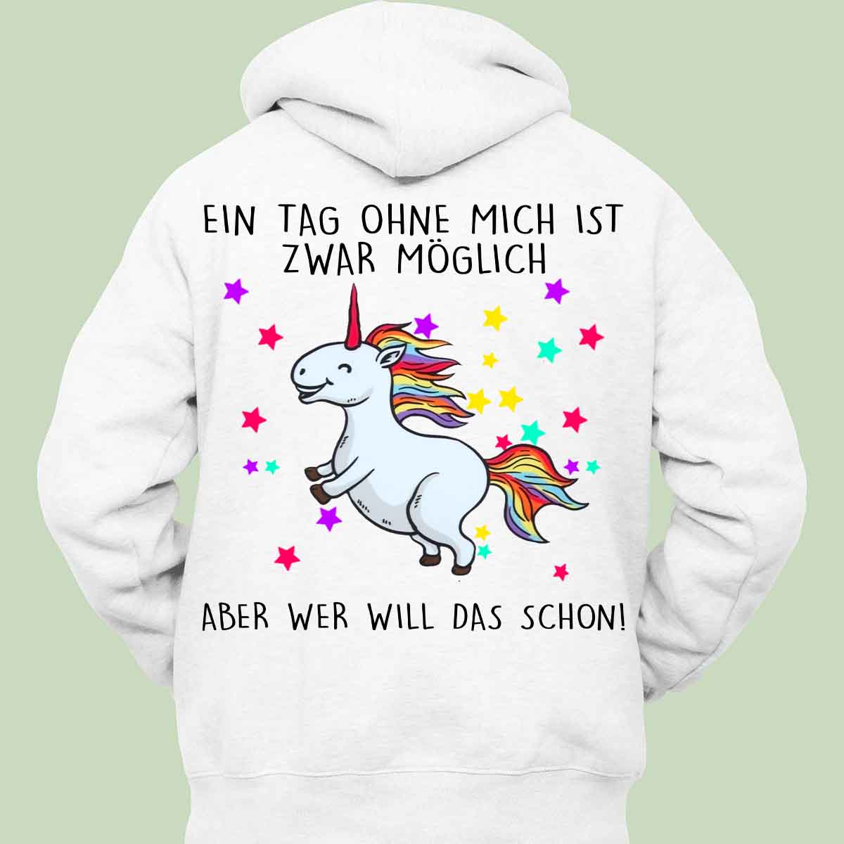 Ohne Mich Glitzer Einhorn - Hoodie Unisex Rückendruck