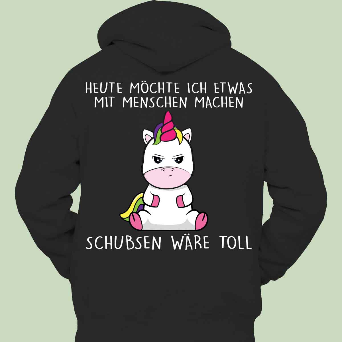 Schubsen Cute Einhorn - Hoodie Unisex Rückendruck