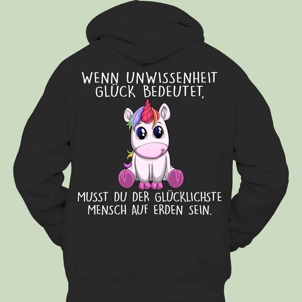 Unwissenheit Einhorn - Hoodie Unisex Rückendruck