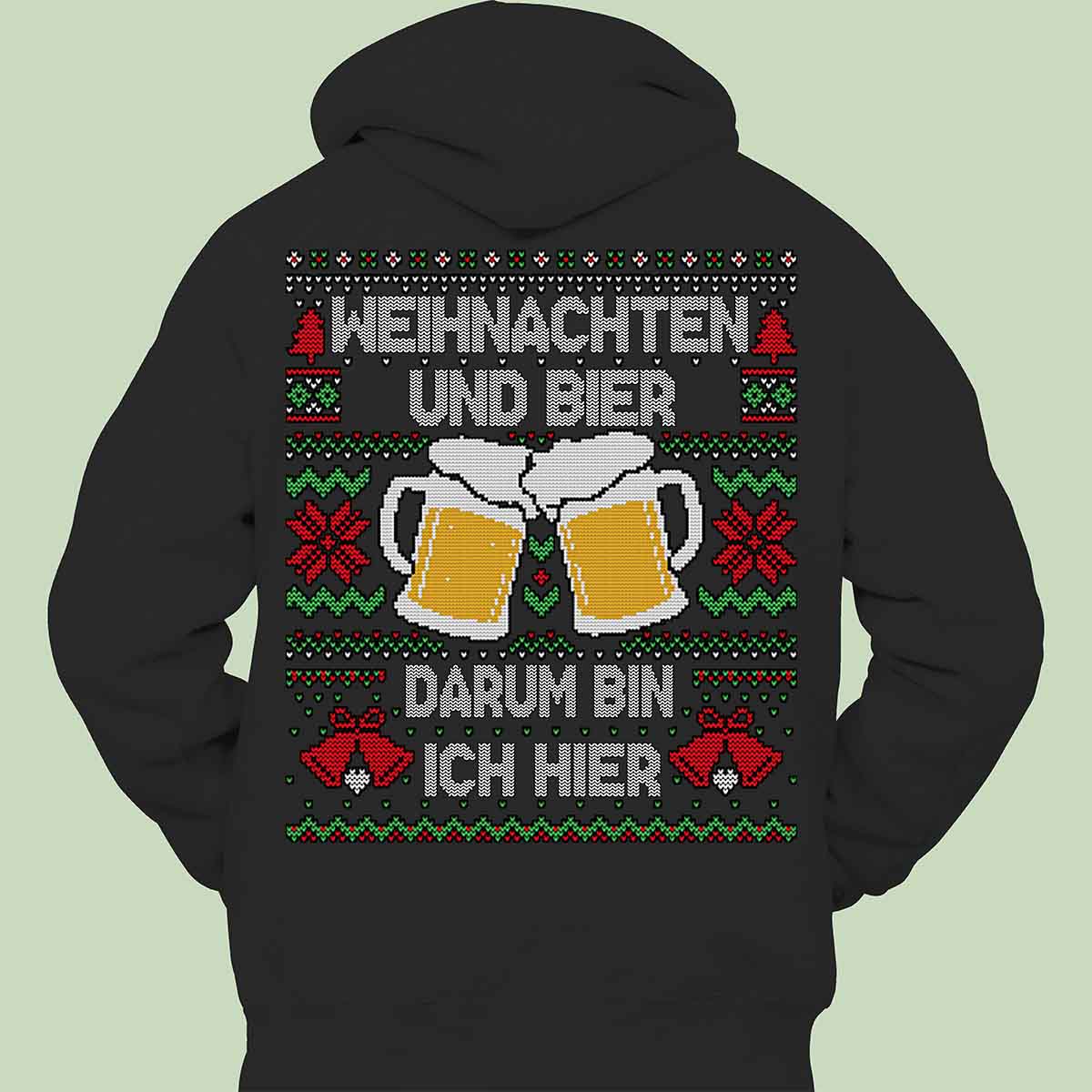 Weihnachten und Bier - Hoodie Unisex Rückendruck