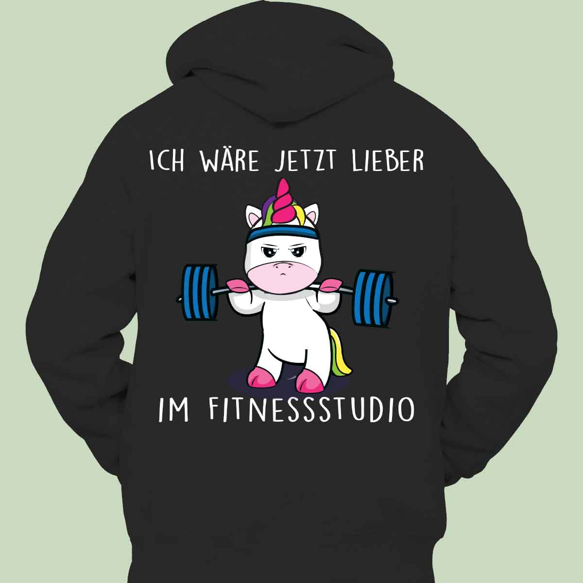 Fitnessstudio Cute Einhorn - Hoodie Unisex Rückendruck