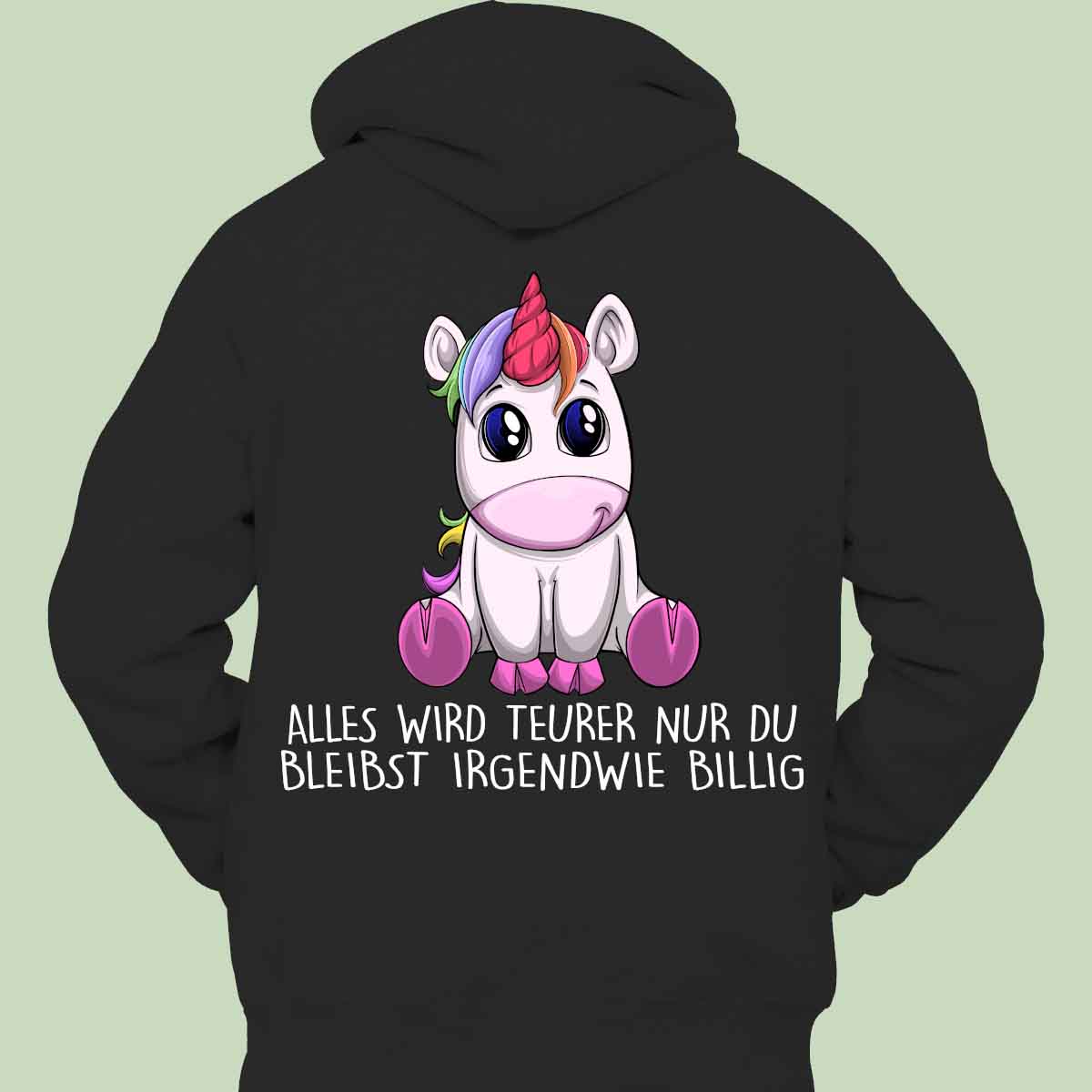 Billig Einhorn - Hoodie Unisex Rückendruck
