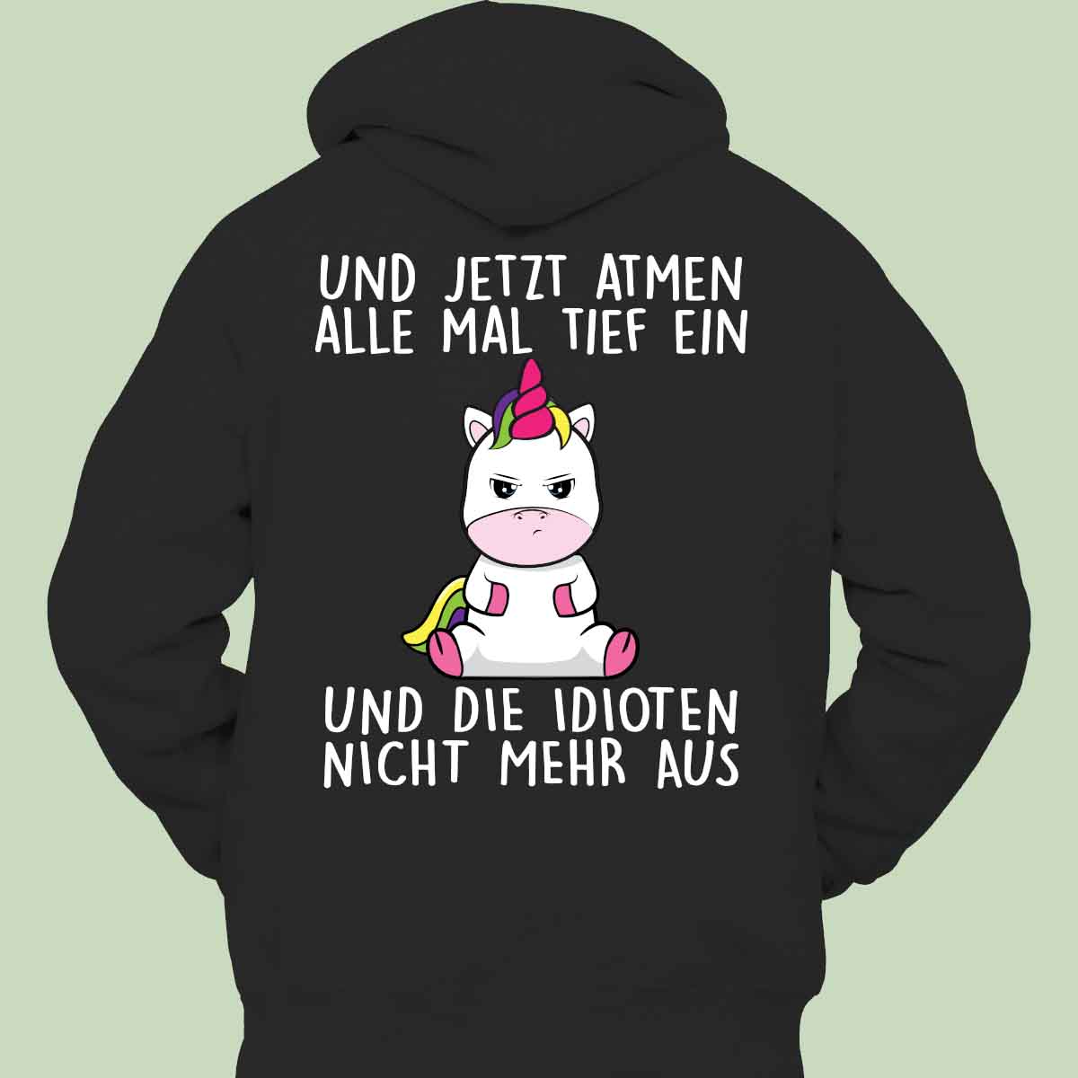 Einatmen Cute Einhorn - Hoodie Unisex Rückendruck