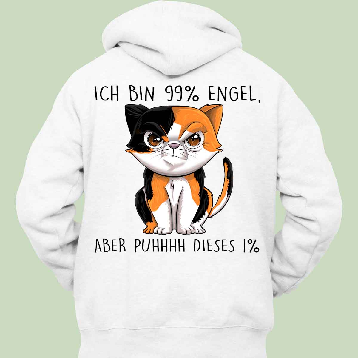 Engel Böse Katze - Hoodie Unisex Rückendruck