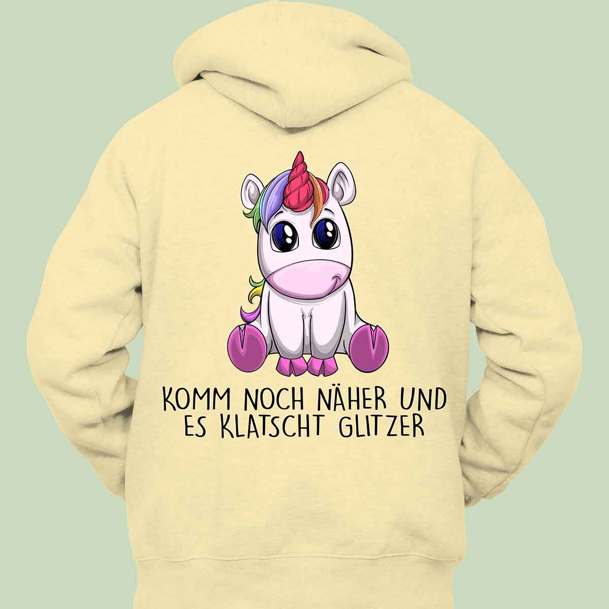 Glitzer Einhorn - Hoodie Unisex Rückendruck