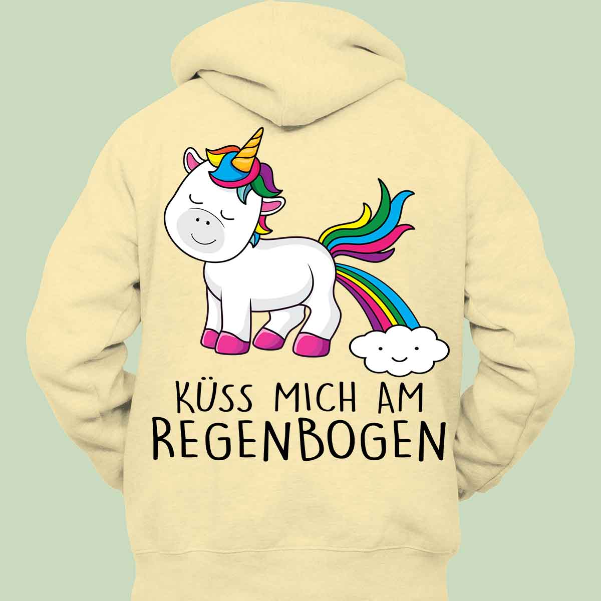 Küss Mich Einhorn - Hoodie Unisex Rückendruck