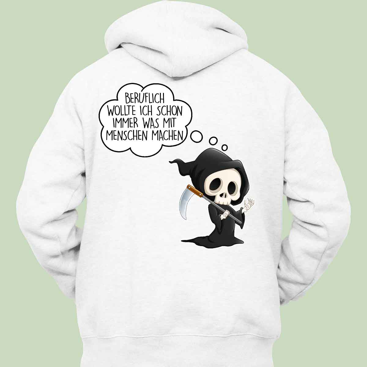 Menschen Sensenmann - Hoodie Unisex Rückendruck