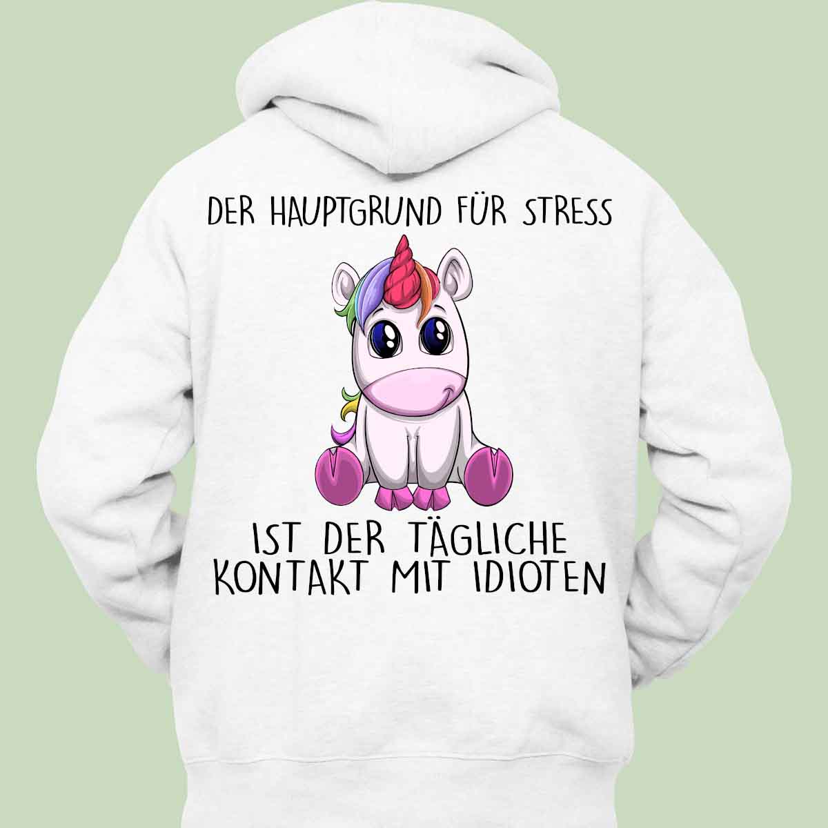 Stress Einhorn - Hoodie Unisex Rückendruck