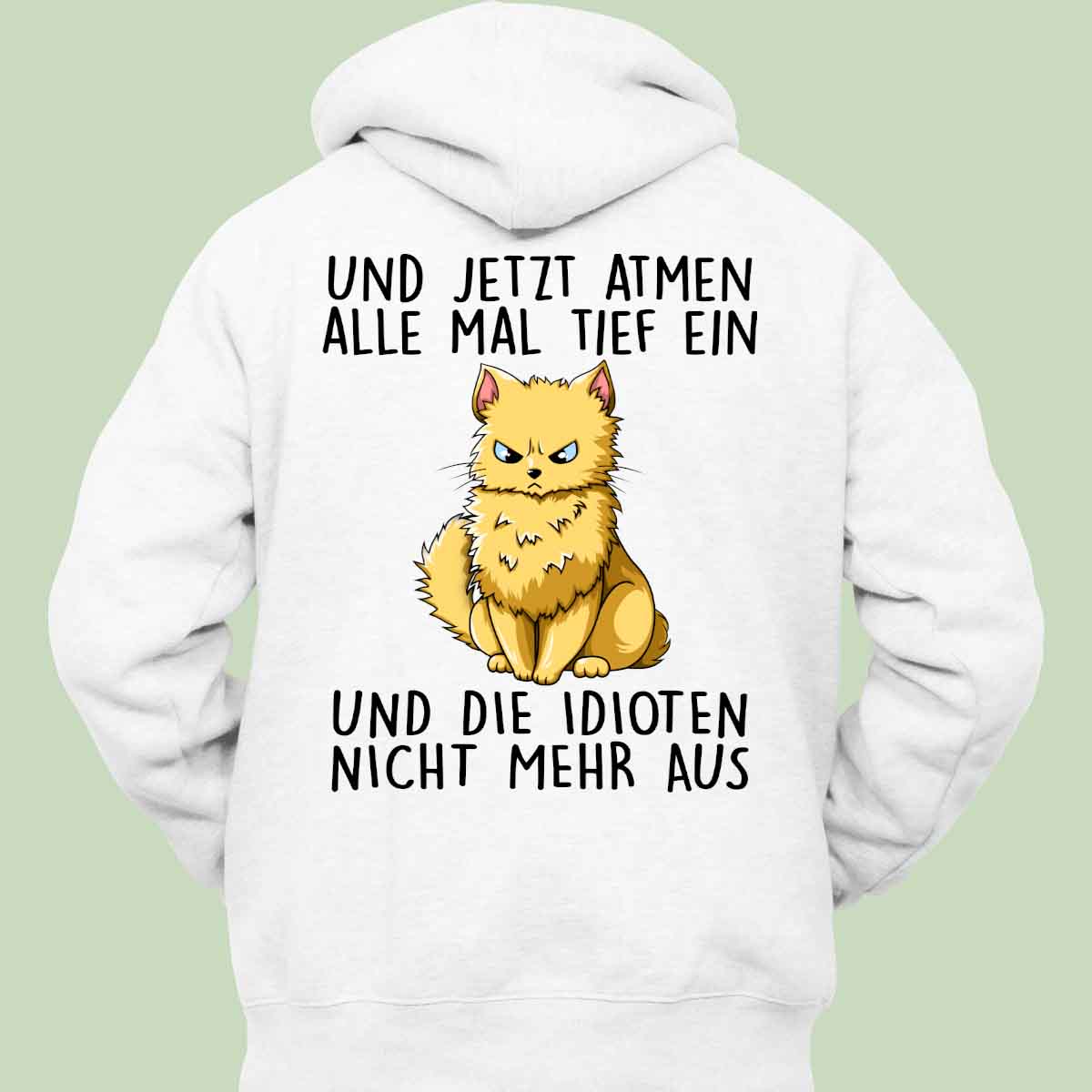 Einatmen Katze - Hoodie Unisex Rückendruck