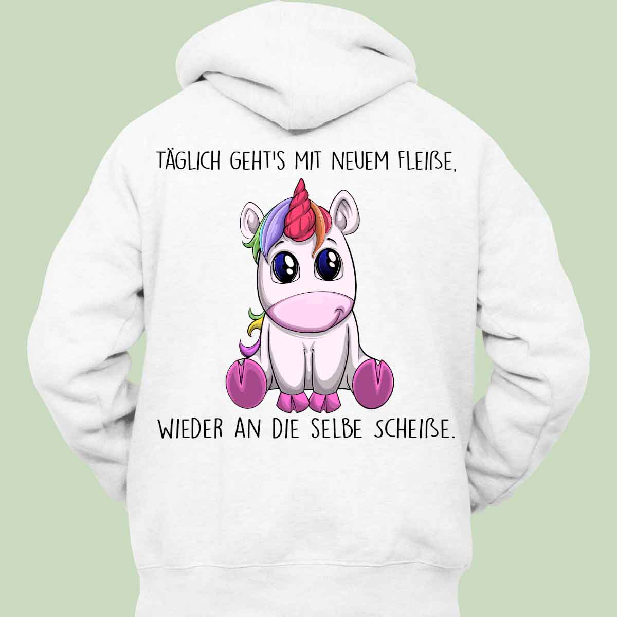 Fleißig Einhorn - Hoodie Unisex Rückendruck