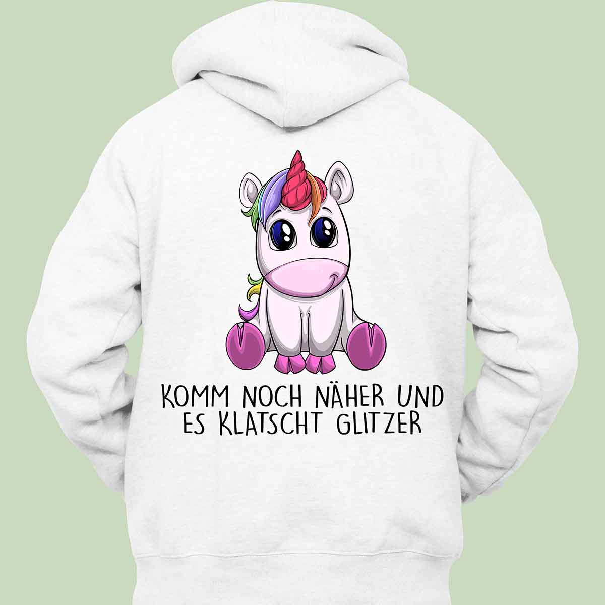 Glitzer Einhorn - Hoodie Unisex Rückendruck