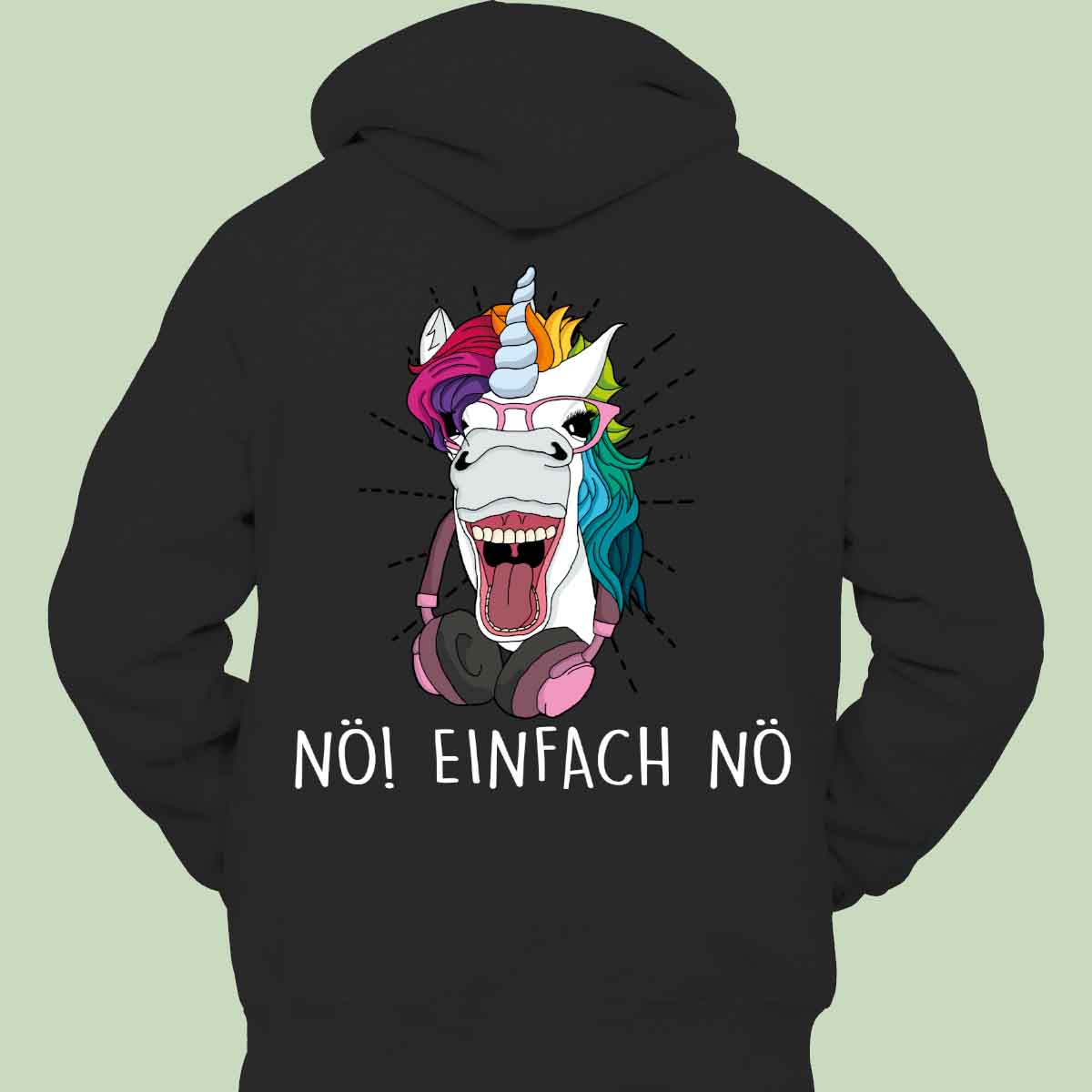 Nö! Hipster Einhorn - Hoodie Unisex Rückendruck