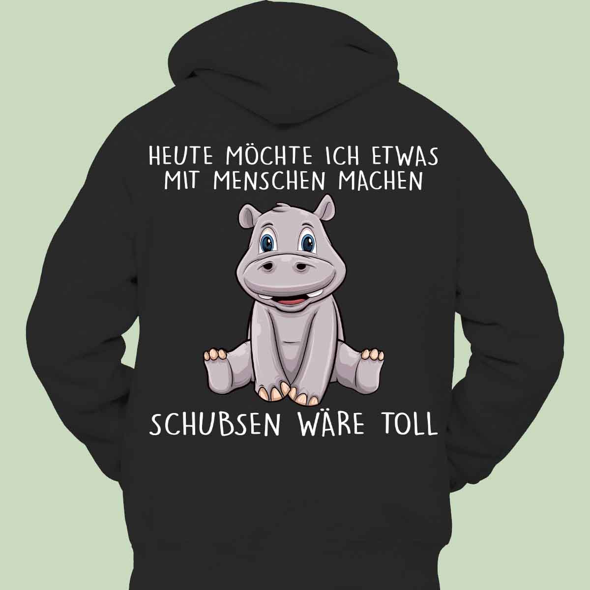Schubsen Hippo - Hoodie Unisex Rückendruck