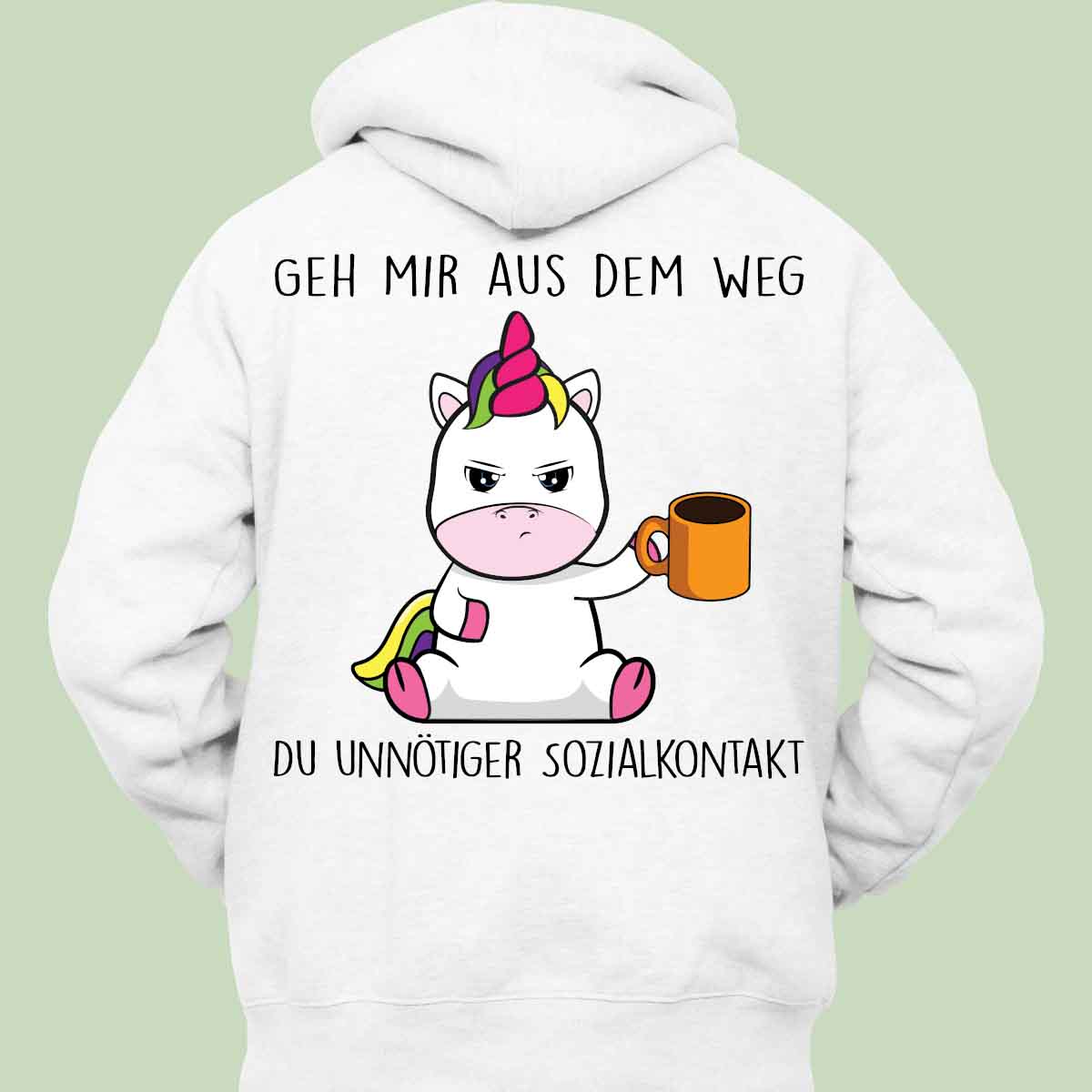 Sozialkontakt Cute Einhorn Hoodie Unisex Rückendruck