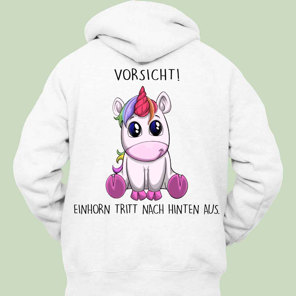 Vorsicht! Einhorn - Hoodie Unisex Rückendruck