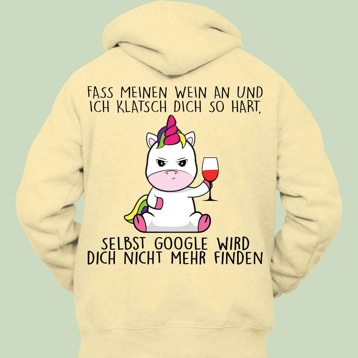 Wein Cute Einhorn - Hoodie Unisex Rückendruck