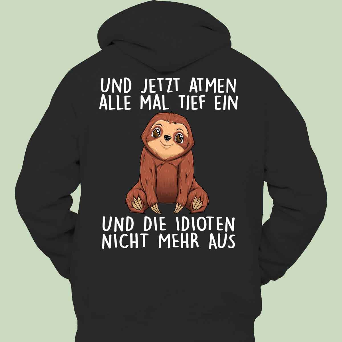 Einatmen Faultier - Hoodie Unisex Rückendruck