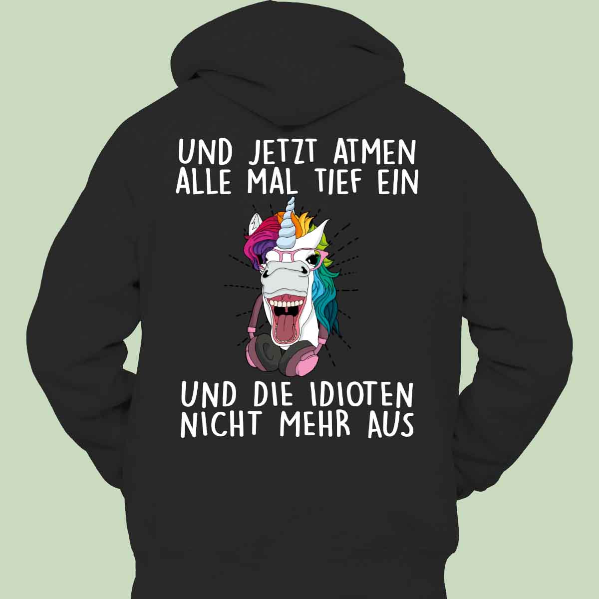 Einatmen Hipster Einhorn - Hoodie Unisex Rückendruck