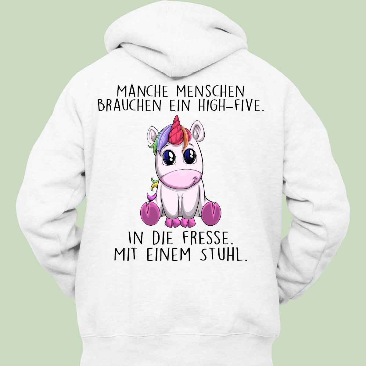 High-Five Einhorn - Hoodie Unisex Rückendruck