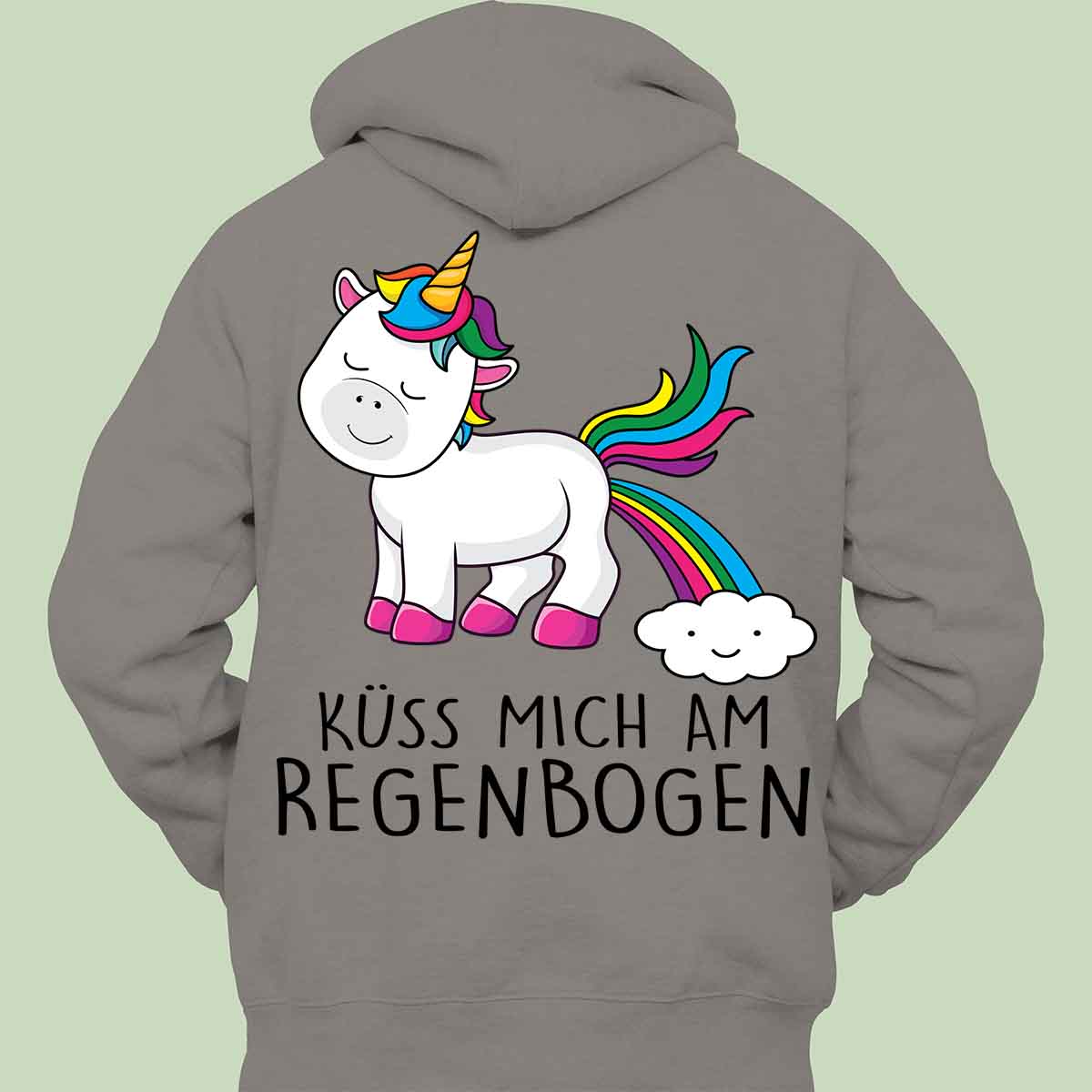 Küss Mich Einhorn - Hoodie Unisex Rückendruck