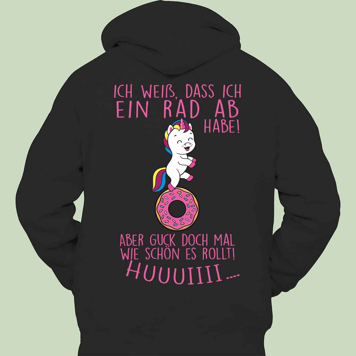 Rollt Einhorn - Hoodie Unisex Rückendruck