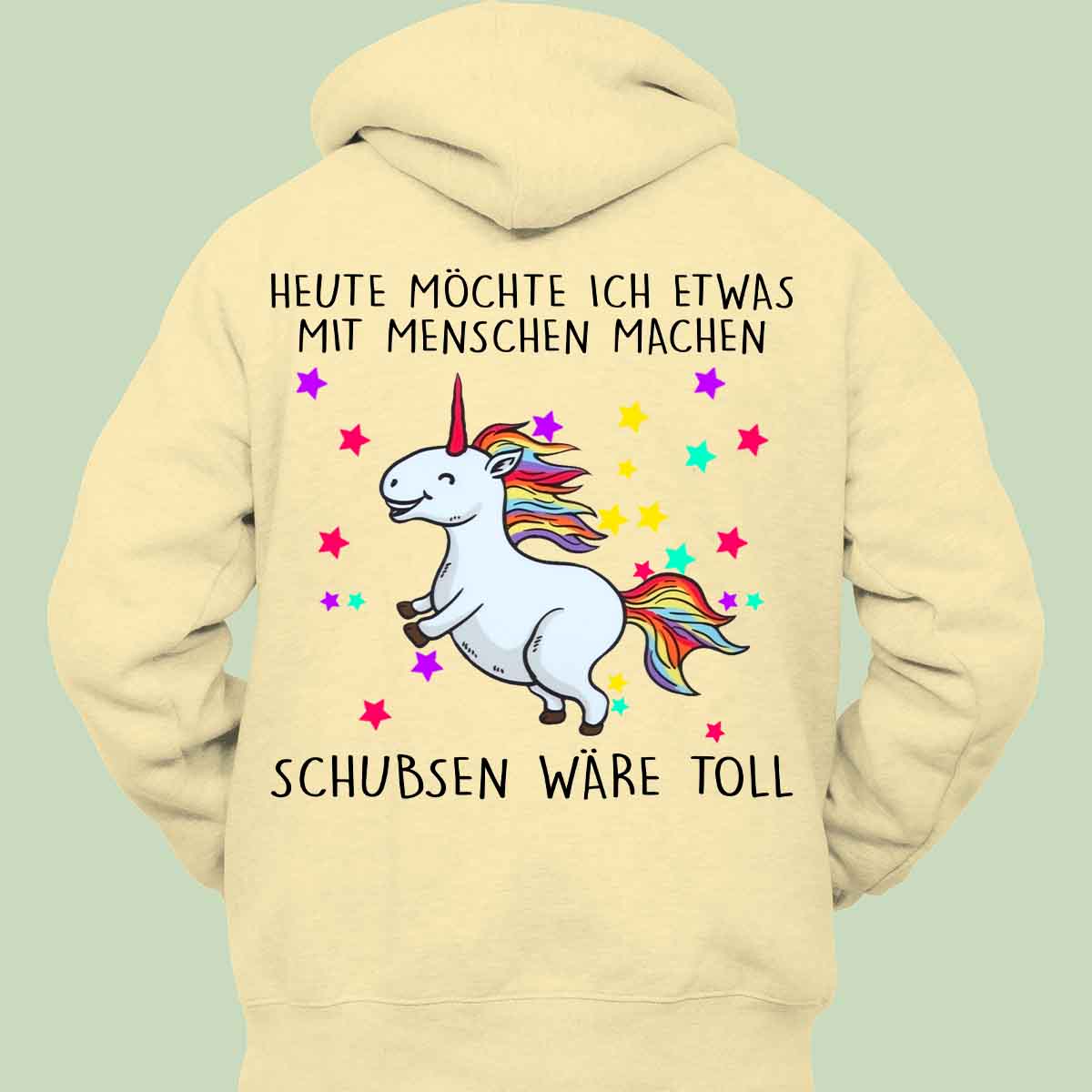 Schubsen Glitzer Einhorn - Hoodie Unisex Rückendruck