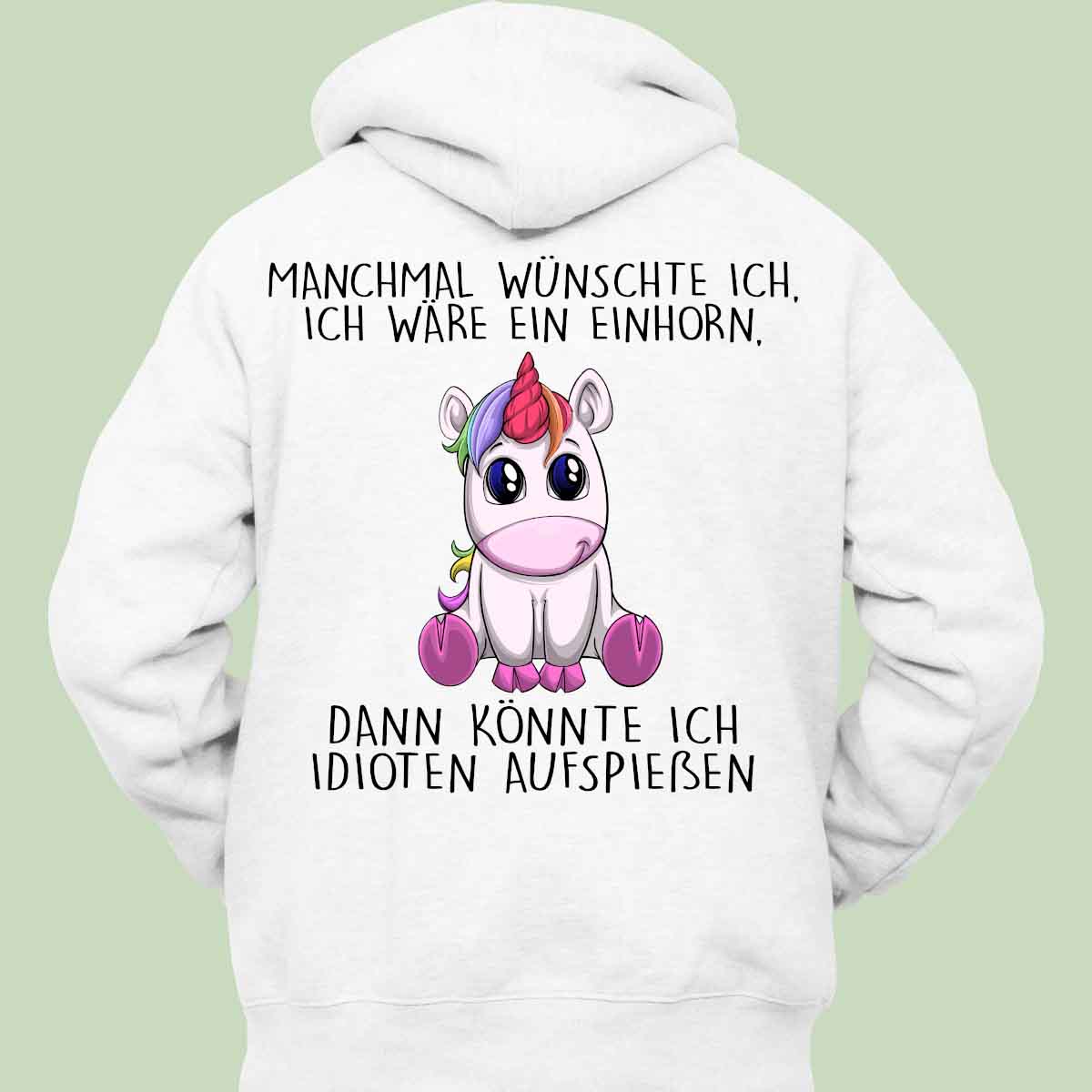 Wünschen Einhorn - Hoodie Unisex Rückendruck