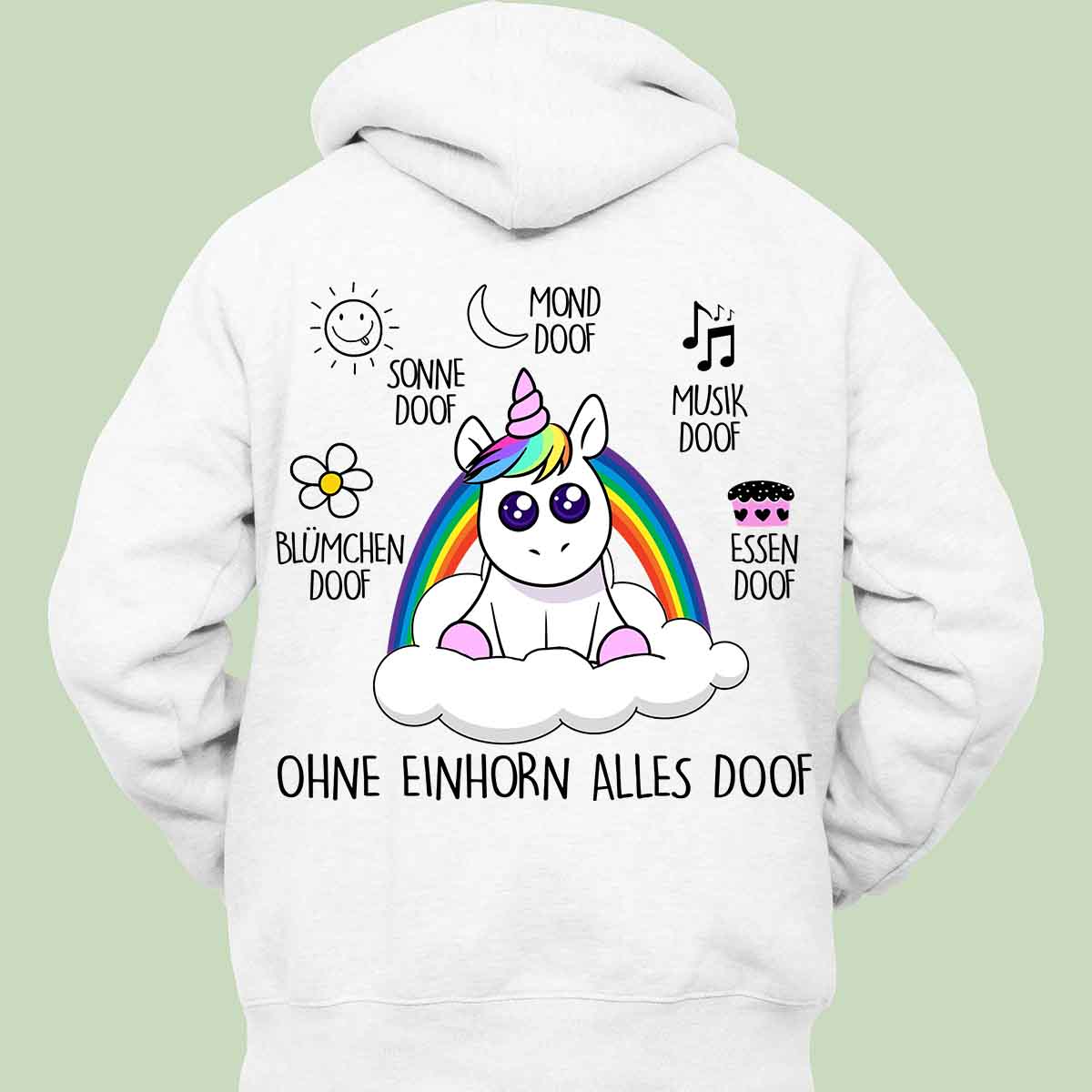 Alles Doof Einhorn - Hoodie Unisex Rückendruck