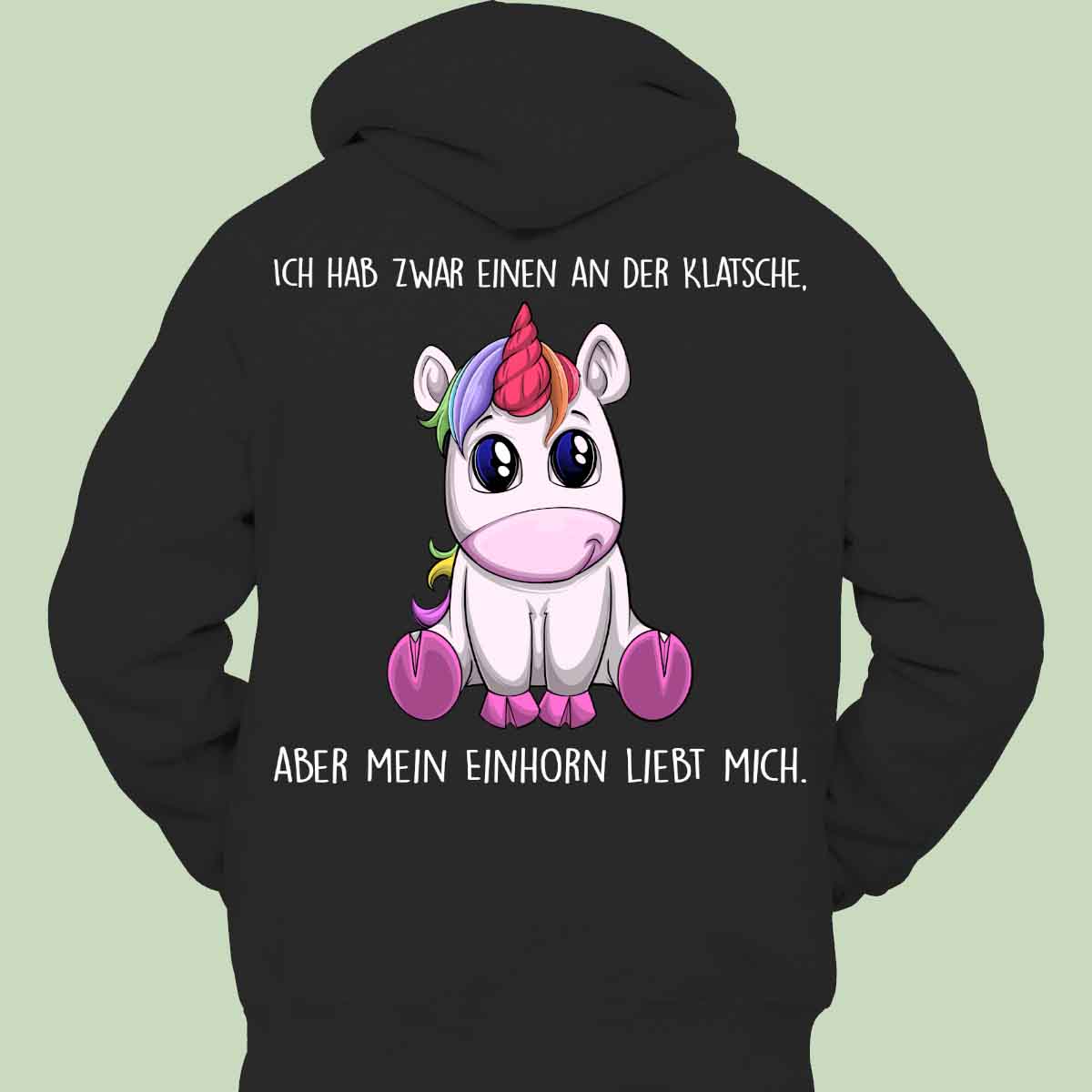 Klatsche Einhorn - Hoodie Unisex Rückendruck
