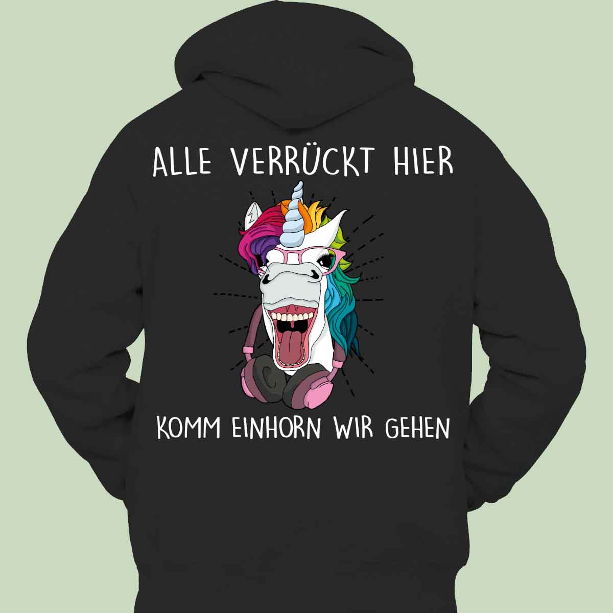 Komm Hipster Einhorn - Hoodie Unisex Rückendruck